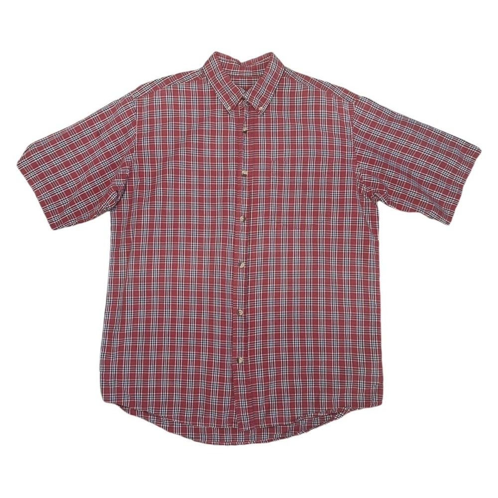 Bob Timberlake Men's L Red Plaid‎ Button-Down Short Sleeve Shirt